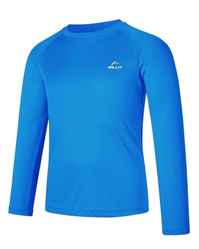 Willit Boy's UPF 50+ Sun Protection Shirt Long Sleeve Rash Guard Swim Shirts Youth SPF Fishing Quick Dry Shirt Brilliant Blue S - Image 2