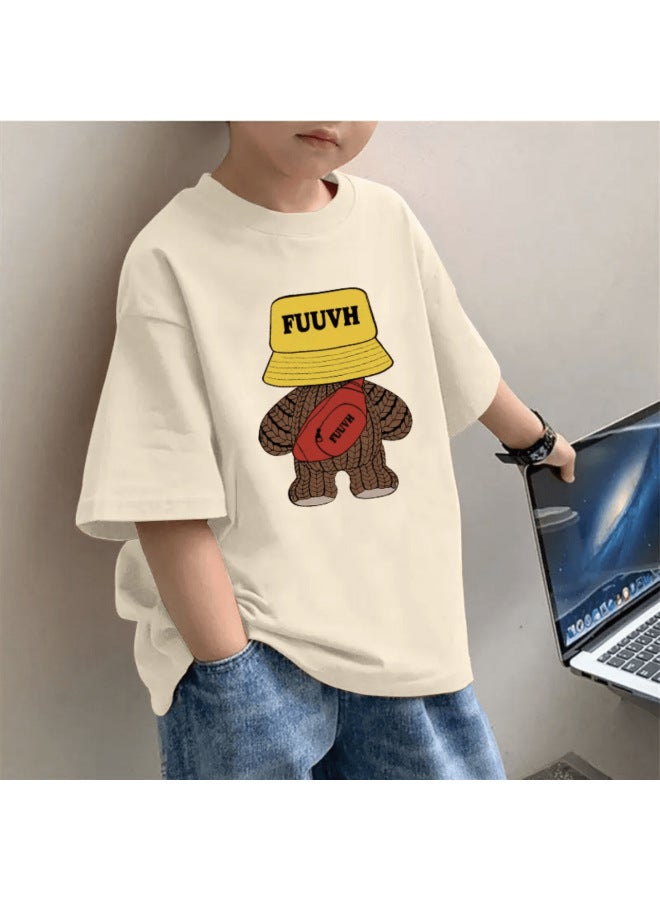 100% Cotton Boys' Summer Short-sleeved T-shirt New Style Summer Children's Base Shirt Boy's Pure Cotton Top Western Style Children's Wear