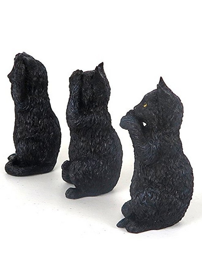 فيرونيز ديزاين تصميم فيرونيز، قطط سوداء صغيرة، تسمع وتتكلم، لا ترى الشر، تمثال صغير من الراتنج، مقاس 4 بوصات - Image 4