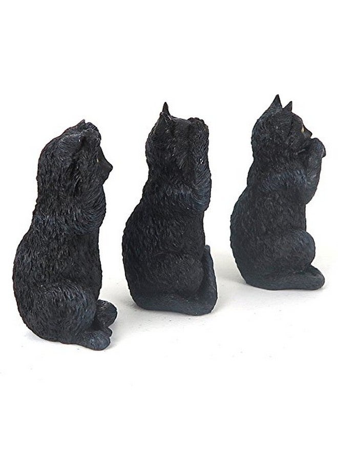 فيرونيز ديزاين تصميم فيرونيز، قطط سوداء صغيرة، تسمع وتتكلم، لا ترى الشر، تمثال صغير من الراتنج، مقاس 4 بوصات - Image 3