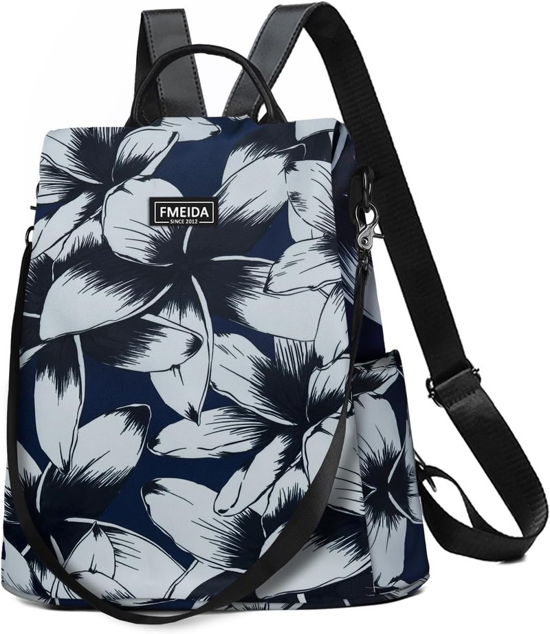 Fmeida Backpack Purse for Women Anti Theft Travel Backpacks Waterproof Convertible Daypack Ink Flowers - Image 1