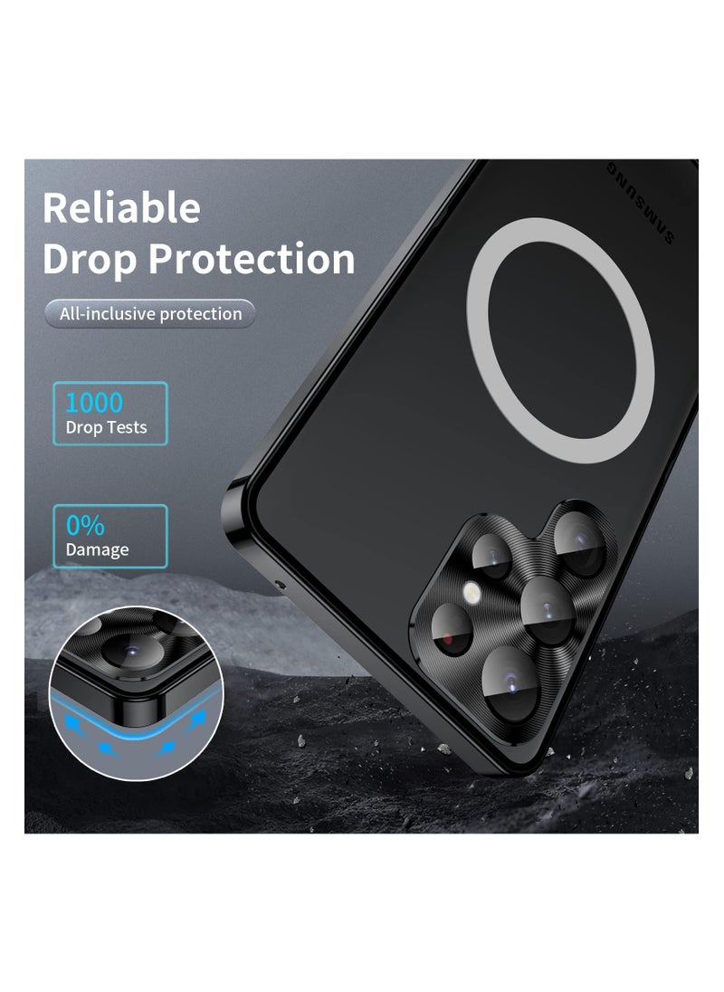 Aookay - Metal Case for Samsung S22 Ultra -Fit for MagSafe Wireless Charger - Translucent Matte Back with Camera Lens Protection, Magnetic Case Cover for S22 Ultra (Not Built with Front Screen Protector) Black - Image 1
