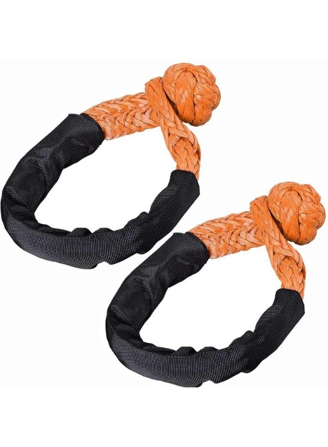 عبوة من 2 من الأغلال الناعمة البرتقالية، قوة كسر 38000 رطل، مقاس 1.27 سم × 52 سم، مع غلاف واقٍ لشاحنات الإبحار على الطرق الوعرة، حبل استرداد الطريق الاصطناعي 4x4، أغلال ناعمة للاسترداد - Image 2