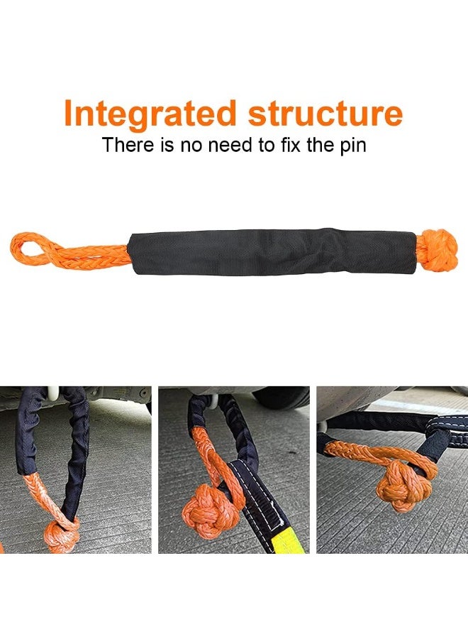 عبوة من 2 من الأغلال الناعمة البرتقالية، قوة كسر 38000 رطل، مقاس 1.27 سم × 52 سم، مع غلاف واقٍ لشاحنات الإبحار على الطرق الوعرة، حبل استرداد الطريق الاصطناعي 4x4، أغلال ناعمة للاسترداد - Image 3