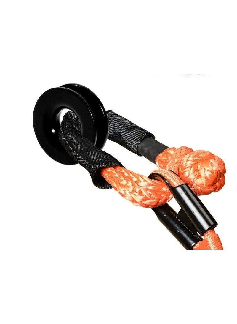 عبوة من 2 من الأغلال الناعمة البرتقالية، قوة كسر 38000 رطل، مقاس 1.27 سم × 52 سم، مع غلاف واقٍ لشاحنات الإبحار على الطرق الوعرة، حبل استرداد الطريق الاصطناعي 4x4، أغلال ناعمة للاسترداد - Image 5