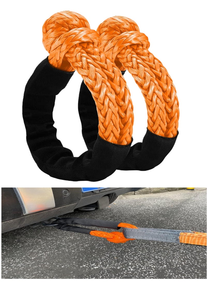 عبوة من 2 من الأغلال الناعمة البرتقالية، قوة كسر 38000 رطل، مقاس 1.27 سم × 52 سم، مع غلاف واقٍ لشاحنات الإبحار على الطرق الوعرة، حبل استرداد الطريق الاصطناعي 4x4، أغلال ناعمة للاسترداد - Image 1