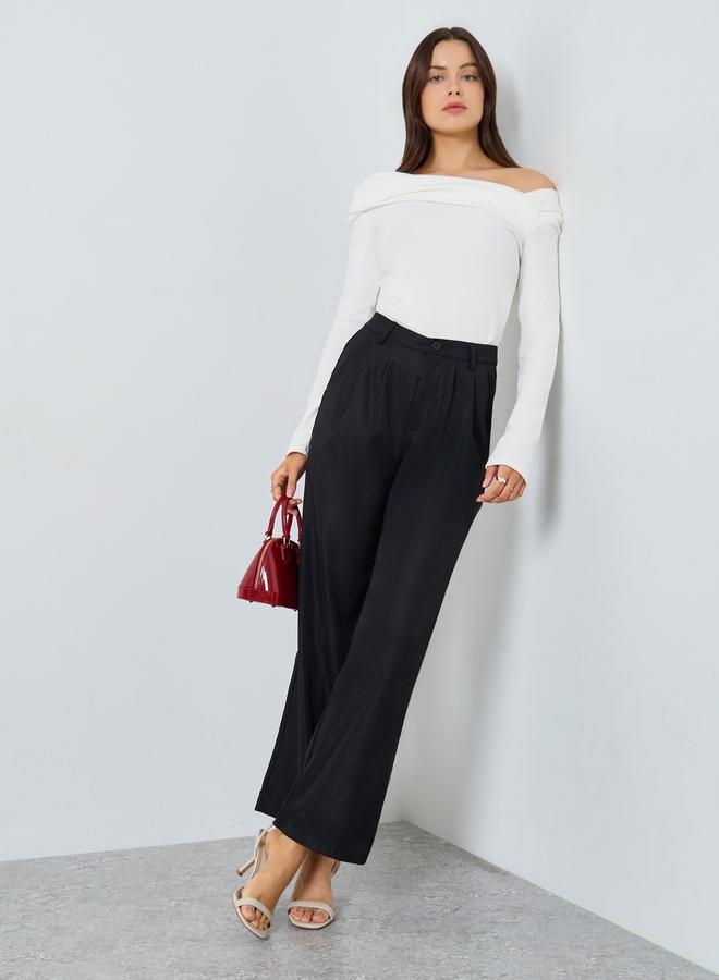 ستايلي بنطال بأرجل واسعة وجيوب - Image 1
