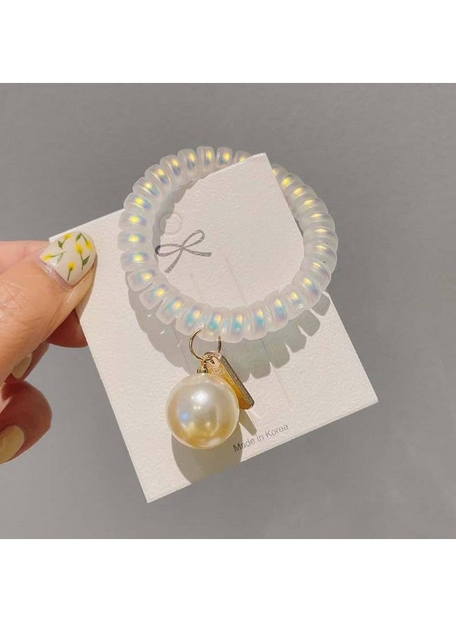 Radhya Accessories Pearl Spiral Hairties for Women with Hanging (Pack of 2) Wire Rubberbands Pearl Rubberbands for Girls Elastic bands Hair Accessories for Women - Image 2