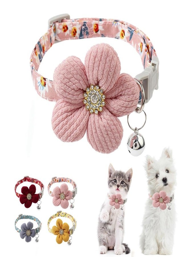 WeimoMonkey Pink Puppy Collar with Bell, Girl Dog Collar Cute XS Dog Collar Bells Soft Cat Collars Adjustable for XXS XS Small Tiny Male Kitten Dogs Pet Animal - Image 1