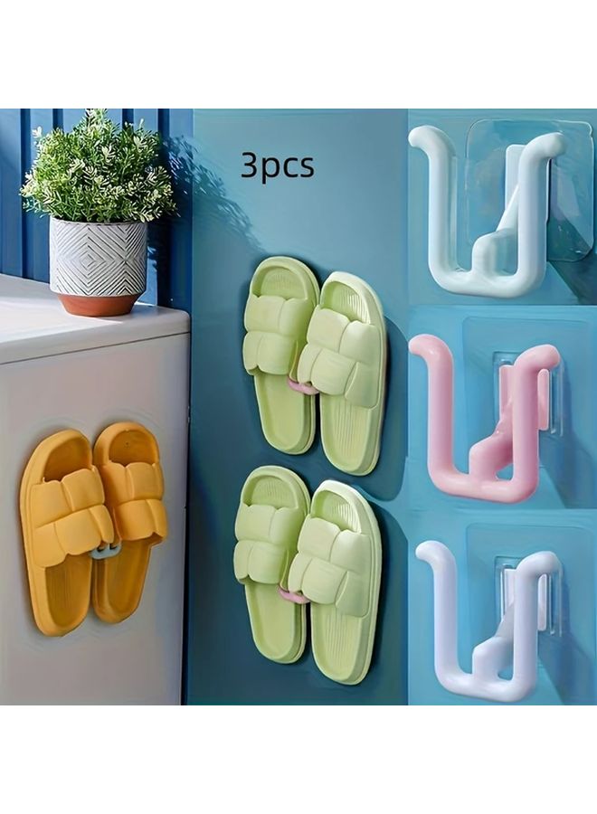 3 Pack Wall Mounted Shoe Hooks Space Saving Easy Install Plastic Hooks Durable Storage - Image 1