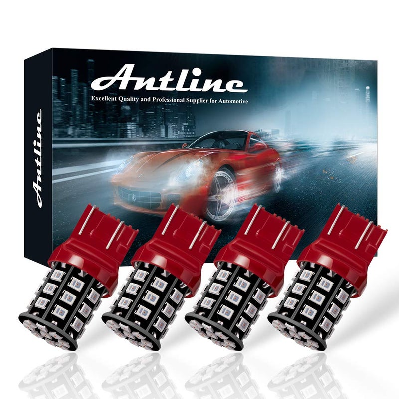 Antline 7443 7440 T20 992 7441 7444 W21W LED Bulbs Brilliant Red 1224V Super Bright 800 Lumens Replacement for Tail Brake Lights Turn Signal Lights Parking Light Pack of 4