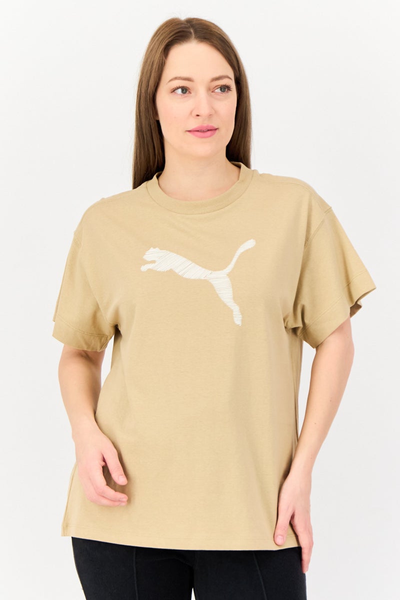 PUMA Women Sportswear Fit Short Sleeves Outdoor T-Shirt, Tan  - Image 1