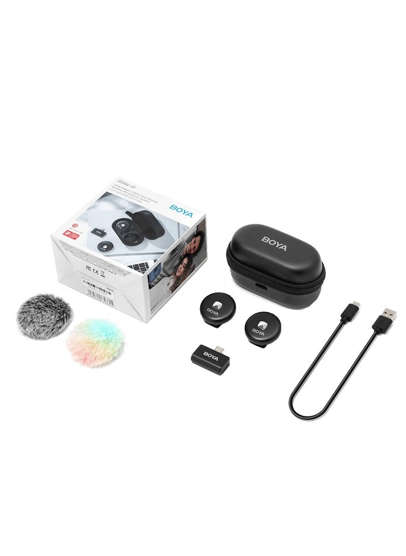 BOYA - Omic-U Wireless Lavalier Microphone for Android Type C Phone Noise Cancellation, 48 kHz 24-bit, 5h Battery Life, 164ft, Charging Case USB-C Wireless Lapel Podcast Microphone Mic for Video Recording, Vlogging - Image 1