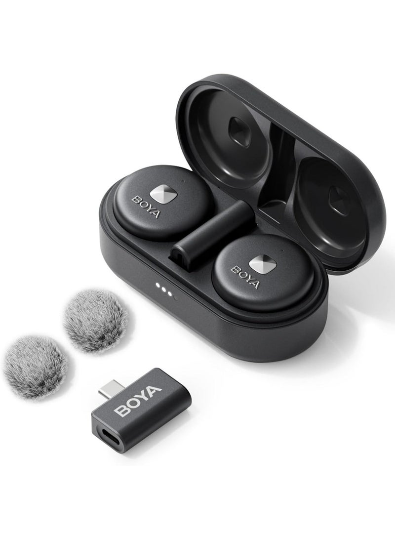 BOYA Omic-U Wireless Lavalier Microphone for Android Type C Phone Noise Cancellation, 48 kHz 24-bit, 5h Battery Life, 164ft, Charging Case USB-C Wireless Lapel Podcast Microphone Mic for Video Recording, Vlogging - Image 1