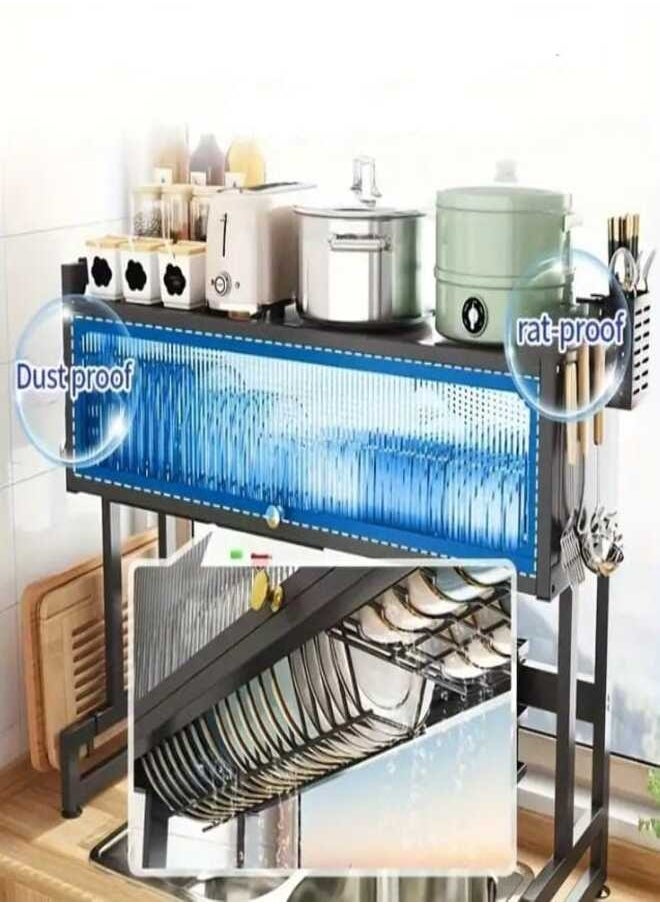 Generic - Over The Sink Dish Drying Rack, 2 Tier Over The Sink Shelf with Cover Large Storage Kitchen Dish Rack Shelf for Counter Organization with Hooks Counter Dish Drying Rack for Kitchen - Image 1