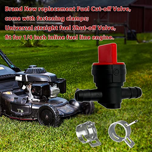 LETAYAR 1/4 Inline Fuel Cut Off Valve Shut Off Valve Straight Gas Valve with Clamps - Image 4