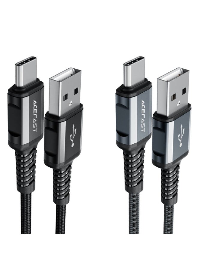 ACEFAST Ace Fast C1-04 USB-A to USB-C Aluminum Alloy Charging Data Cable, 10000 Bending Tests, Black - Image 1