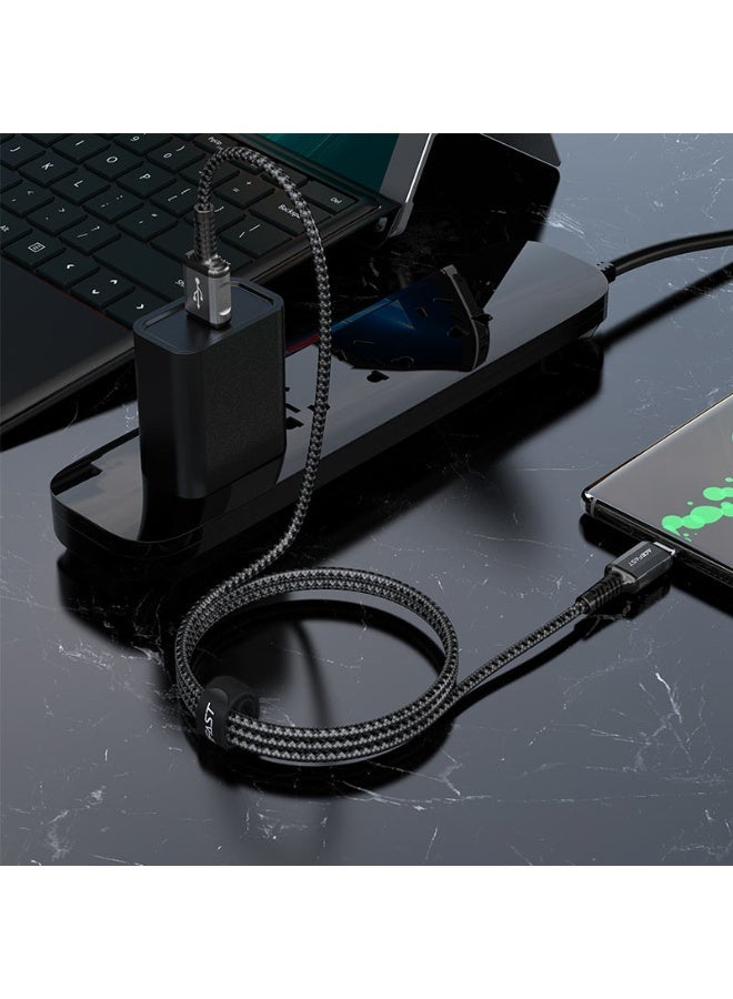 ACEFAST Ace Fast C1-04 USB-A to USB-C Aluminum Alloy Charging Data Cable, 10000 Bending Tests, Black - Image 4