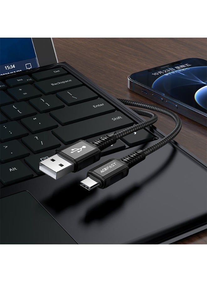 ACEFAST Ace Fast C1-04 USB-A to USB-C Aluminum Alloy Charging Data Cable, 10000 Bending Tests, Black - Image 2