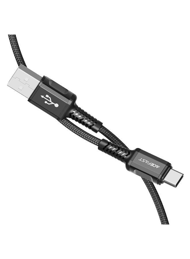 ACEFAST Ace Fast C1-04 USB-A to USB-C Aluminum Alloy Charging Data Cable, 10000 Bending Tests, Black - Image 3