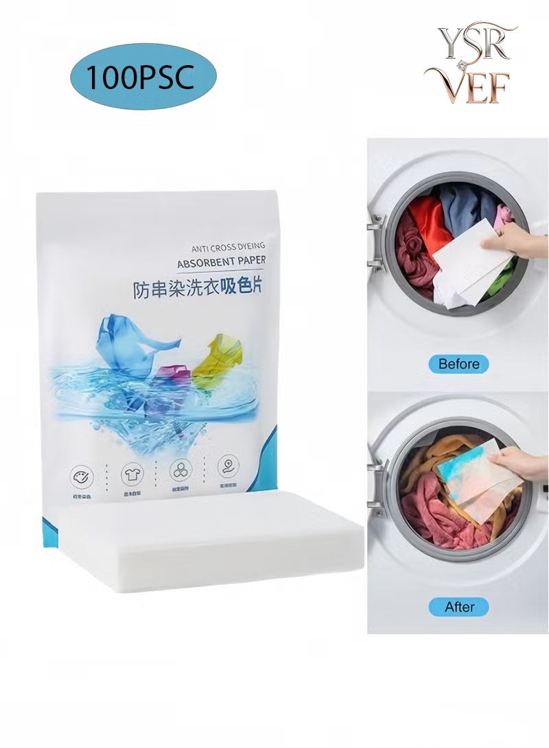 YSR VEF Clothing Dyeing Adsorption Sheet - Environmentally friendly innovation, anti-staining, suitable for a variety of washing machines, keep clothes bright and long-lasting, energy-saving, time-saving and convenient, prevent color mixing, fragrance-free - 100sheets - Image 1