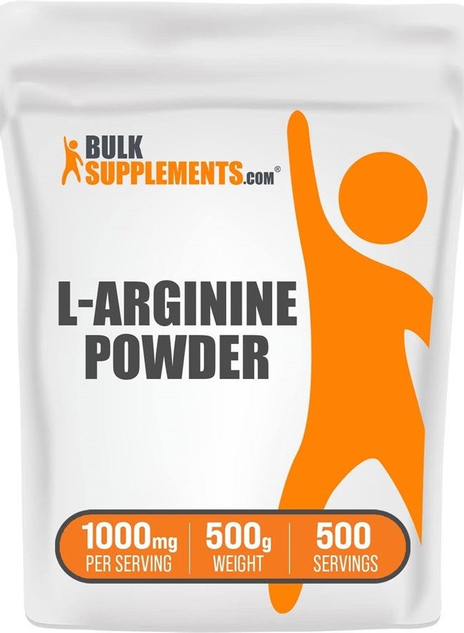 BulkSupplements .com مسحوق L-أرجينين - مكمل أرجينين - أرجينين 1000 ملغ - مسحوق أكسيد النيتريك - مكملات أكسيد النيتروز للرجال - 1000 ملغ لكل حصة، 500 حصة (500 جرام - 1.1 رطل) - Image 1