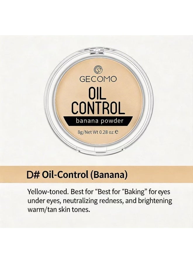 Gecomo Matte Pressed Powder, Long-Lasting Oil Control Face Setting Powder Compact, Waterproof & Pore-Minimizing Finish, 8g - D# Oil-Control (Banana) - Image 3