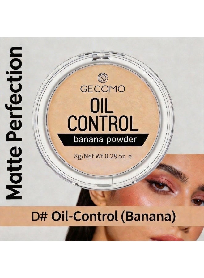 Gecomo Matte Pressed Powder, Long-Lasting Oil Control Face Setting Powder Compact, Waterproof & Pore-Minimizing Finish, 8g - D# Oil-Control (Banana) - Image 4