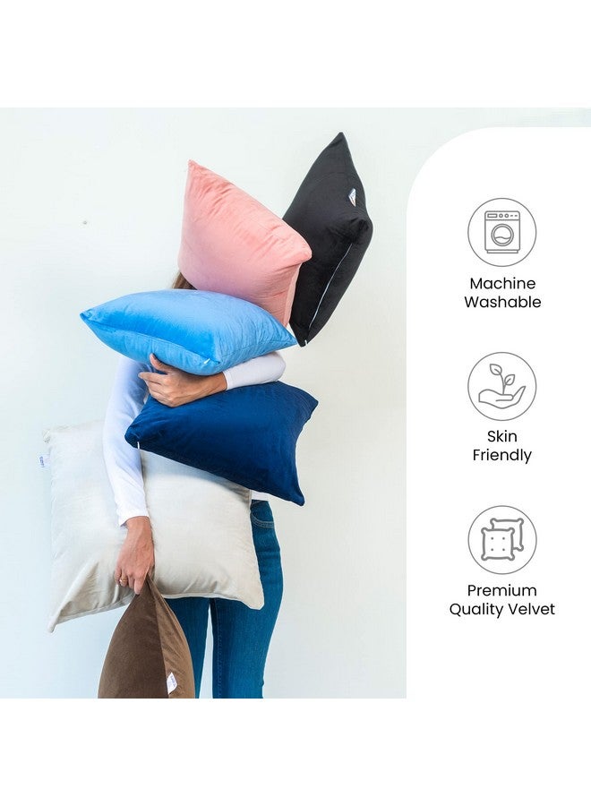 MY ARMOR Velvet Cushion Covers Set of 2-16 x 16 Inches / 40 x 40 Cm, Soft & Luxurious Cushion Cases for Bedroom, Sofa, Chair & Living Room - Grey - Image 3