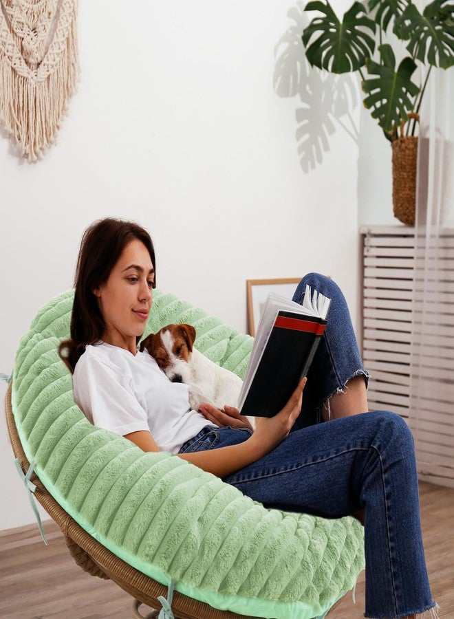 HOMBYS Fluffy Shaggy Cover for Papasan Chair Cushion, Plush Faux Fur Slipcover ONLY, (Without Cushion) Removable Soft Papasan Cushion Covers with 8 Ties, (Sage Green, 50"x50") - Image 5