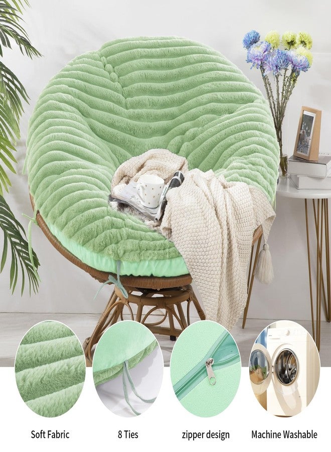 HOMBYS Fluffy Shaggy Cover for Papasan Chair Cushion, Plush Faux Fur Slipcover ONLY, (Without Cushion) Removable Soft Papasan Cushion Covers with 8 Ties, (Sage Green, 50"x50") - Image 4