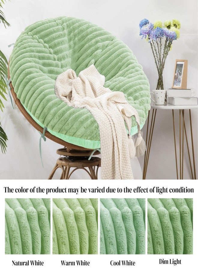HOMBYS Fluffy Shaggy Cover for Papasan Chair Cushion, Plush Faux Fur Slipcover ONLY, (Without Cushion) Removable Soft Papasan Cushion Covers with 8 Ties, (Sage Green, 50"x50") - Image 3