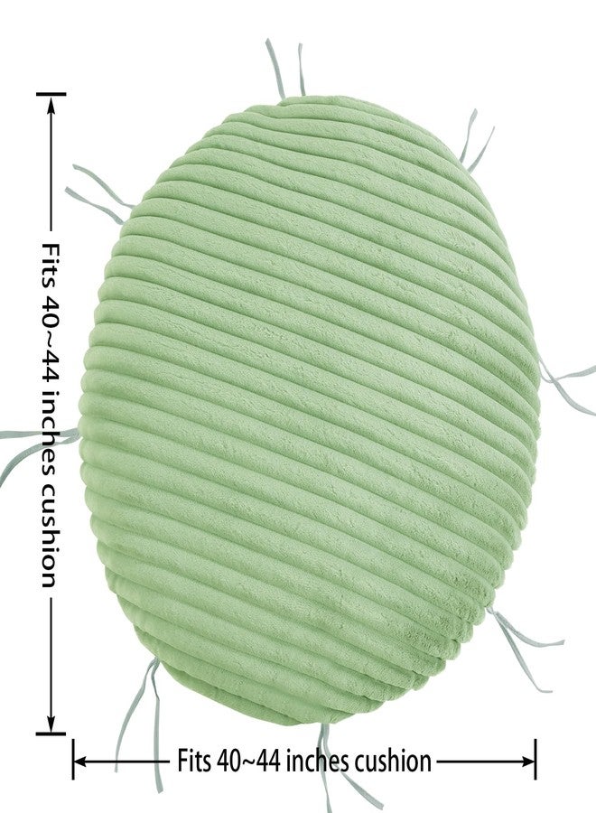 HOMBYS Fluffy Shaggy Cover for Papasan Chair Cushion, Plush Faux Fur Slipcover ONLY, (Without Cushion) Removable Soft Papasan Cushion Covers with 8 Ties, (Sage Green, 50"x50") - Image 2