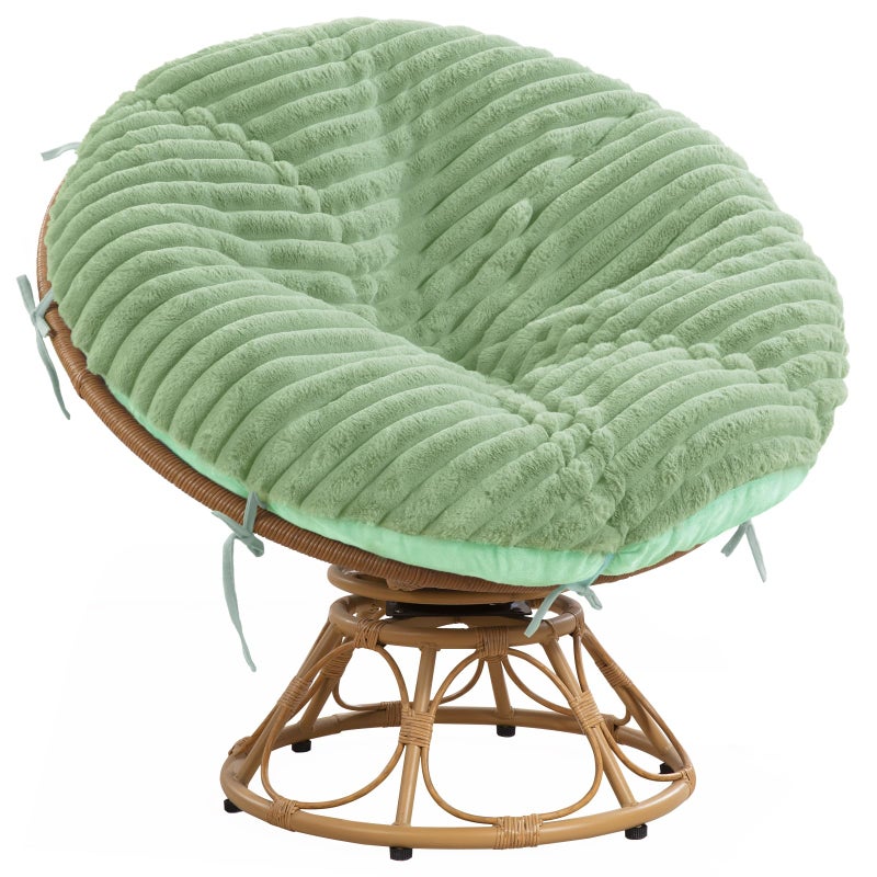 HOMBYS Fluffy Shaggy Cover for Papasan Chair Cushion, Plush Faux Fur Slipcover ONLY, (Without Cushion) Removable Soft Papasan Cushion Covers with 8 Ties, (Sage Green, 50"x50") - Image 1