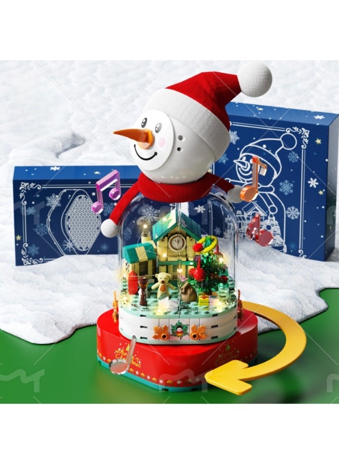 SEMBO Block Christmas Snowman Music Box - Holiday Gift,220-Piece Christmas Snowman Music Box Building Kit – DIY Toy with Lights & Holiday Melody | Kids Xmas Gift & Home Decor  - Image 3