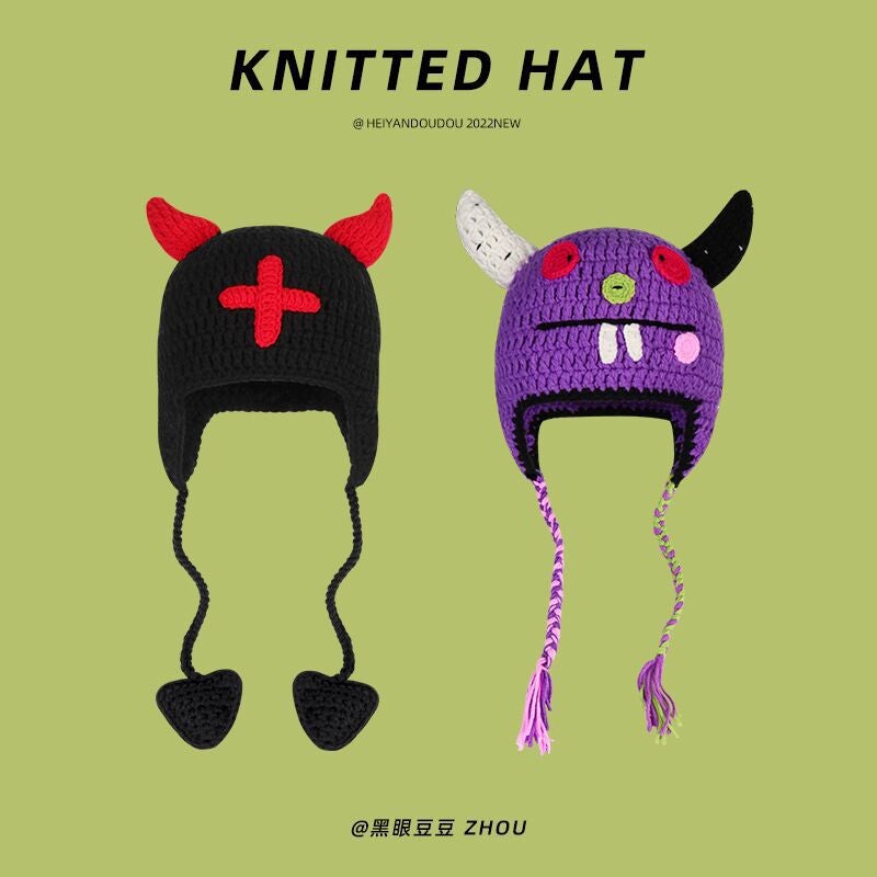 Trendy Handmade Warm And Funny Party Po Yarn Hats Crochet Craft - Image 5