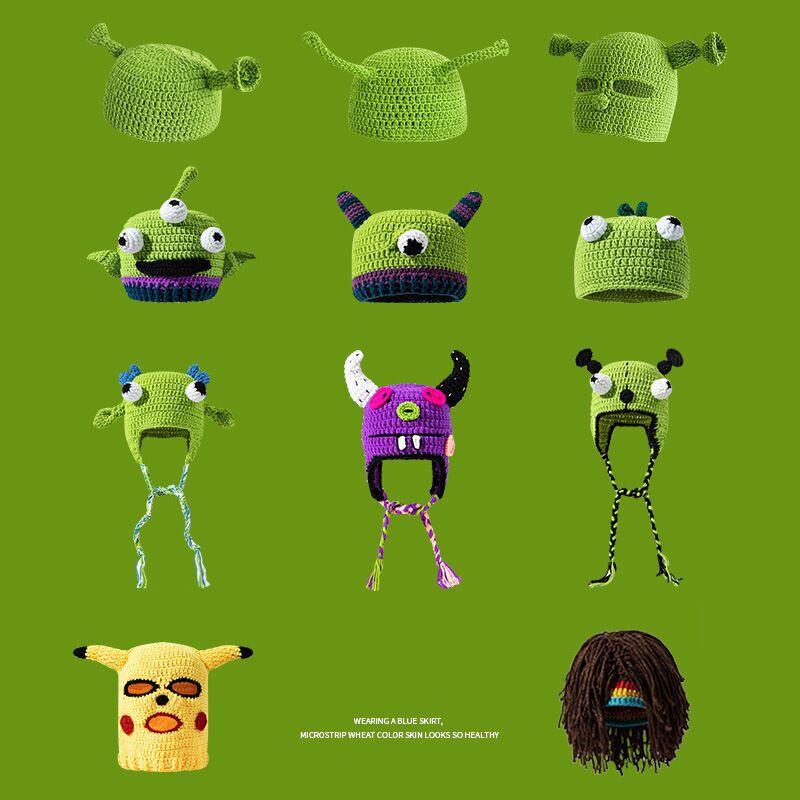 Trendy Handmade Warm And Funny Party Po Yarn Hats Crochet Craft - Image 2