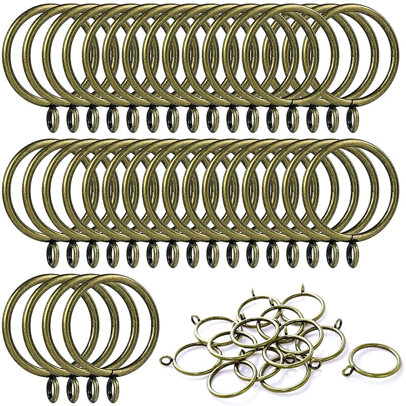 ANJUU 42 PCS Curtain Rings, 1.5 inch Metal Curtain Drape Sliding Eyelet Rings-Hanging Rings for Curtains and Rods, Fits Up to 1 1/4-Inch Rod, Antique Bronze(Clips Not Included) - Image 1