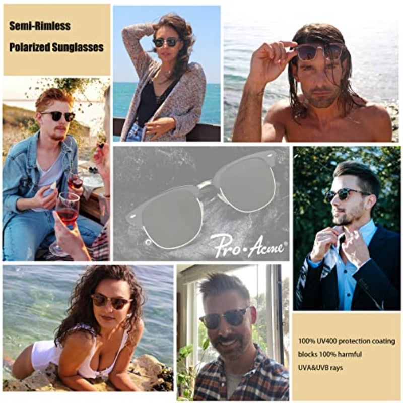 Pro Acme Semi-Rimless Polarized Sunglasses UV 400 Protection for Women Men - Image 2