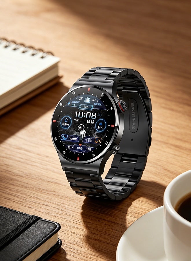 RollsTimi  Men's Smart Watch, 1.28" HD Touch Screen Fitness Tracker, Sleep Monitor, IP67 Waterproof Stainless Steel Smartwatch for Android iOS, Business Sports - Image 3