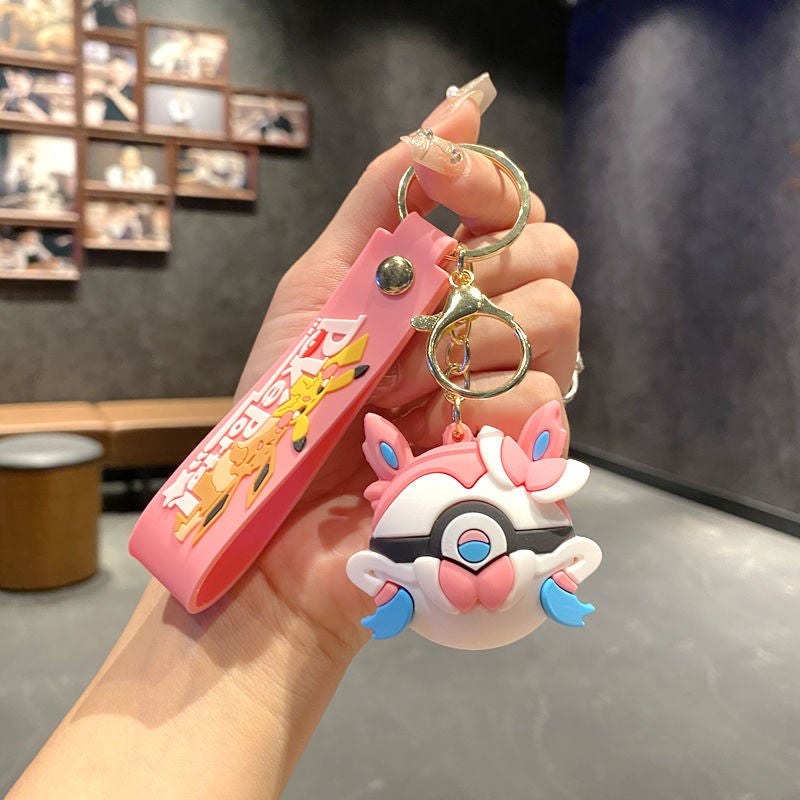 Pokémon Eevee Family Keychain Toy - Cute Cartoon Gift for All Occasions