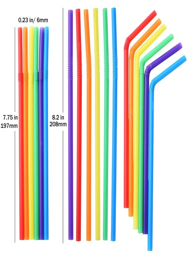 ALINK 500-Pack Solid Colors Flexible Drinking Straws, Plastic Disposable Bendy Straws - 7.75" x 0.23" - Image 2