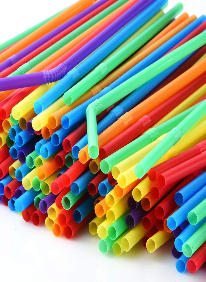 ALINK 500-Pack Solid Colors Flexible Drinking Straws, Plastic Disposable Bendy Straws - 7.75" x 0.23" - Image 3
