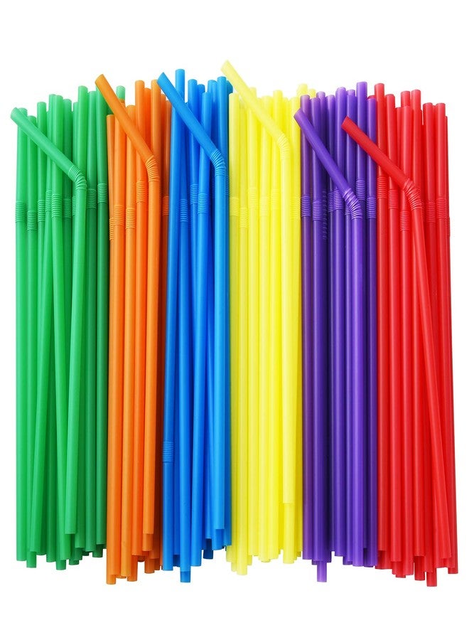 ALINK 500-Pack Solid Colors Flexible Drinking Straws, Plastic Disposable Bendy Straws - 7.75" x 0.23" - Image 1