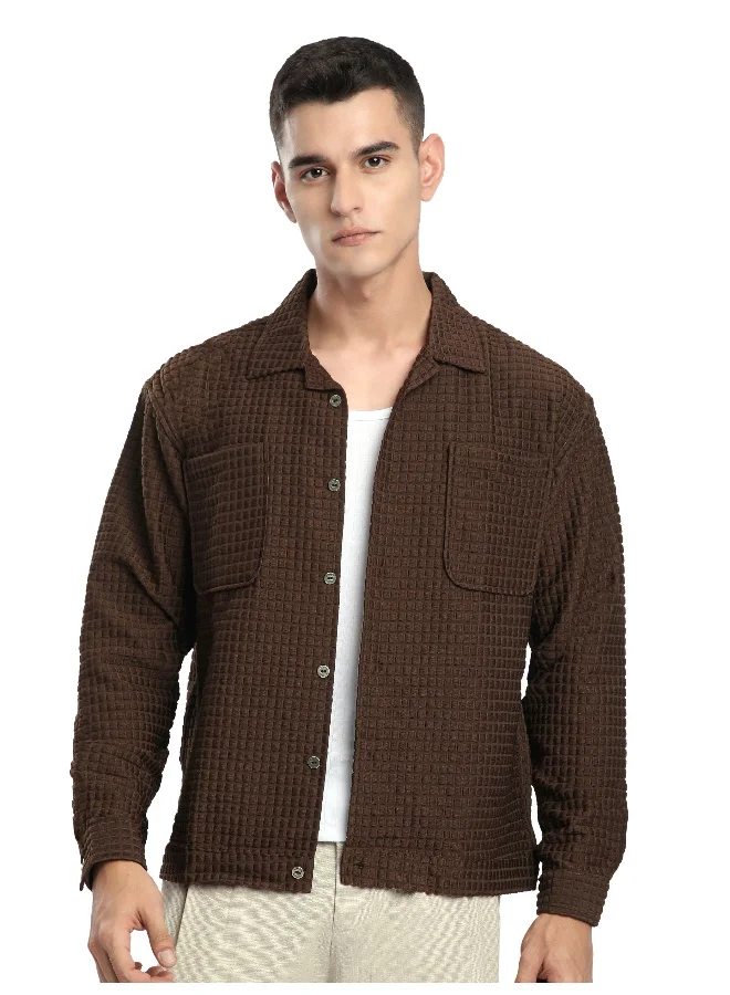 Beyoung Brown Bubble Textured Shacket