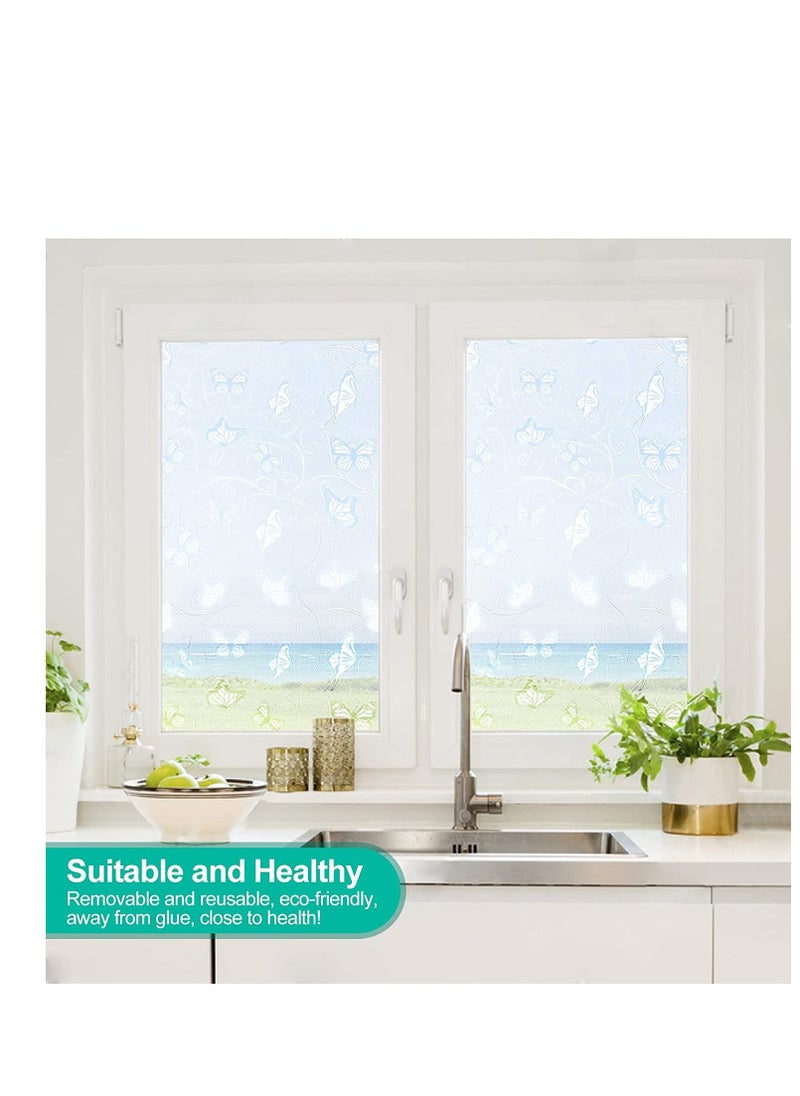 SYOSI Privacy Window Film, Static Cling Removable Sun UV Blocking and Heat Control Decorative Film for Home Office, Bedroom, Bathroom, Kitchen, Butterfly 45CMx200CM  - Image 3