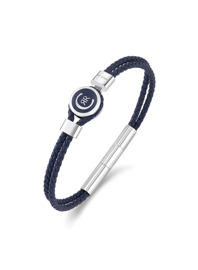 شيروتي 1881 Vincenzo Navy Braided Leather Bracelet for Men