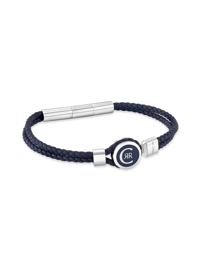 شيروتي 1881 Vincenzo Navy Braided Leather Bracelet for Men