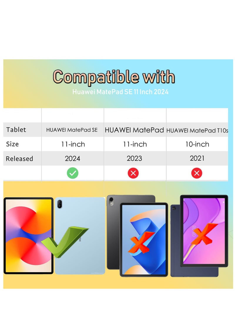 Case Compatible with Huawei MatePad SE 11 Inch 2024/MatePad 11" 2023 Acrylic Transparent and Anti-yellowing Tablet Case with Pen Holder Auto Sleep/Wake Multi-angle Bracket (Black)  - Image 2