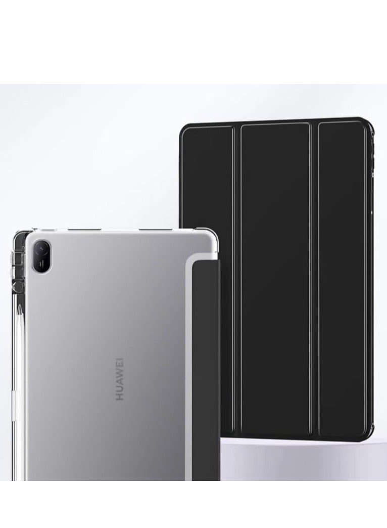 Case Compatible with Huawei MatePad SE 11 Inch 2024/MatePad 11" 2023 Acrylic Transparent and Anti-yellowing Tablet Case with Pen Holder Auto Sleep/Wake Multi-angle Bracket (Black)